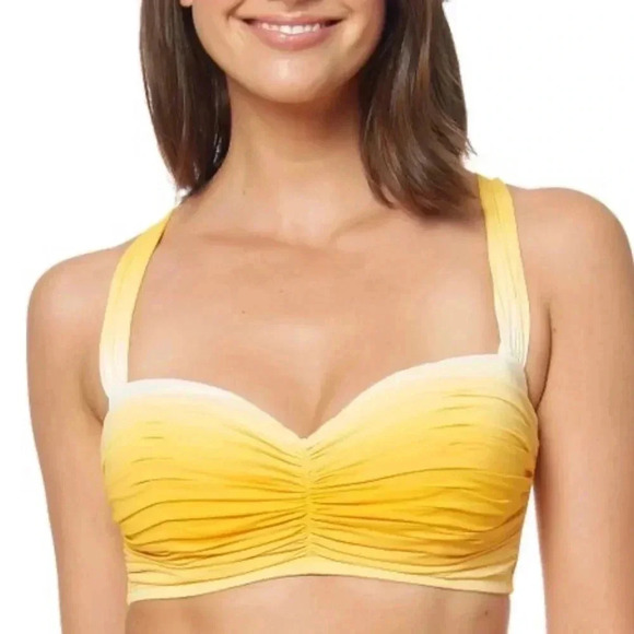 Bleu Rod Beattie Sunset Yel Ombre Ruched Bikini Top Size 38D Bottom Size 4 - Picture 2 of 11